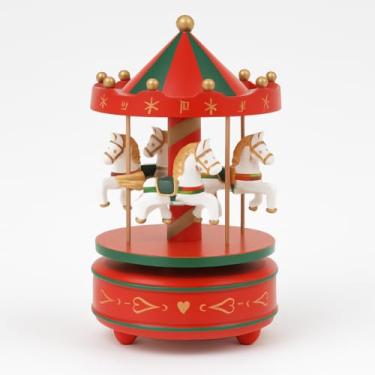 Imagem de Carrossel Musical Caixinha a Corda Cavalinhos Com Som (Verde)