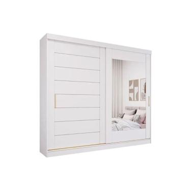 Imagem de Guarda Roupa Casal 2 Portas De Correr (1 C- Espelho) E 8 Gavetas Florença Branco - Panan