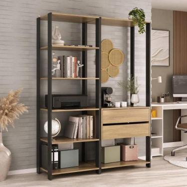 Imagem de Estante Livreiro Modular 135cm 2 Peças Com 2 Gavetas Multimóveis Mp602
