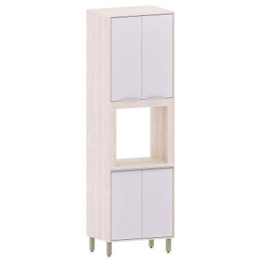 Imagem de Paneleiro Com Nicho Micro-ondas 4 Portas Atenas Cinza Cristal