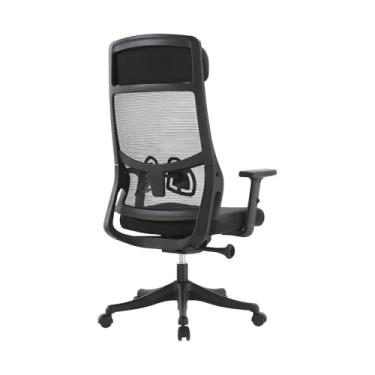 Imagem de Cadeira Ergonômica Presidente para Escritório, Mesh Preto, Encosto Alto com Apoio de Cabeça, Base Giratória, Regulagem de Altura, Suporta 120kg, 60x114x55cm