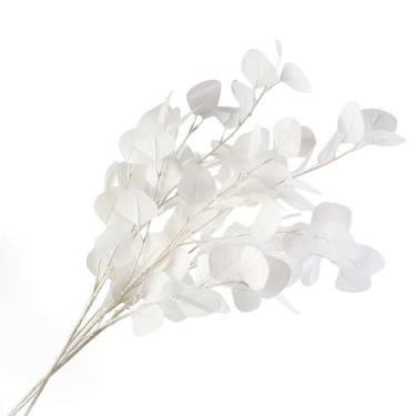 Imagem de XZJMY Hastes artificiais de eucalipto, ramos de folhas artificiais de eucalipto de 91 cm, folhas verdes falsas de seda, vegetação de plantas artificiais para arranjos de buquês faça-você-mesmo