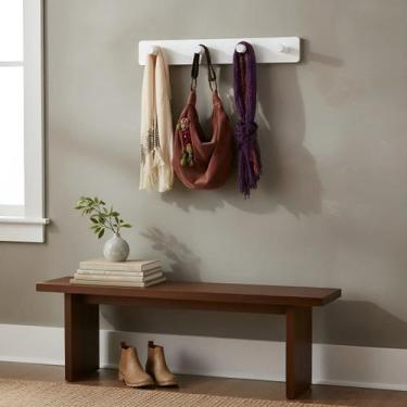 Imagem de Cabideiro de Parede Porta Bolsas Tolhas Mochilas Pinos Branco Laca - F