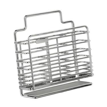 Imagem de Fenteer Suporte para talheres simples com bandeja escorredora, compacto, de metal, para montagem na parede, ideal para panelas, talheres, pauzinhos e garfos.