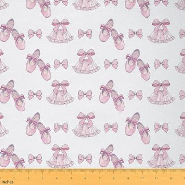 Imagem de Tecido de estofamento com laço para meninas para cadeiras | Saia de balé com laço de fita DIY Tecido da The Yard para amantes de artesanato 91,4 cm x 160 cm, sapato de bico de bailarina Kawaii Little
