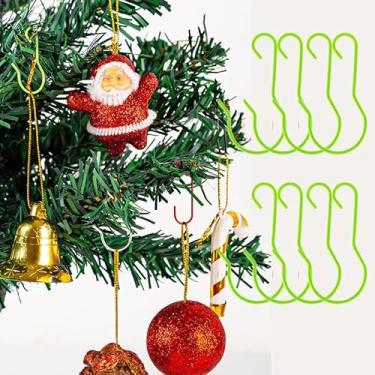 Imagem de 100 peças de gancho de pendurar de metal em forma de G para Natal, festival, festa, presente, pingente, lareira para árvore de Natal, artesanato, adereços de decoração (verde - 100 peças)