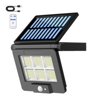 Imagem de Luminária Solar Externa Com Sensor De Movimento, Lâmpada LED De 3,3W (6000K) Com Ângulo Amplo, Iluminação De Rua, IP65 À Prova D'Água, 3 Modos E Controle Remoto