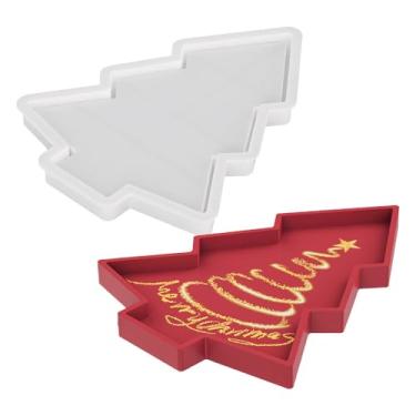 Imagem de BIGEBO Molde de bandeja de resina de Natal, molde de bandeja de árvore de Natal de silicone para suporte de vela de armazenamento de joias