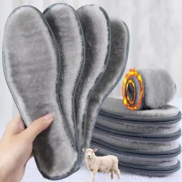 Imagem de 2 pares de palmilhas quentes espessas macias e confortáveis de pelúcia para o inverno, palmilhas térmicas de veludo fáceis de limpar (38 códigos, 24 x 8 cm)