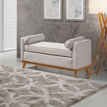 Imagem de Recamier Italia 1,30m Com Base Madeira Linho Sofatec Palha