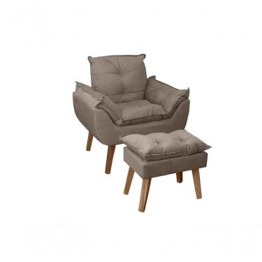 Imagem de Poltrona-cadeira Decorativa Opala E Puff Opala Capuccino Com Pés Quadrado