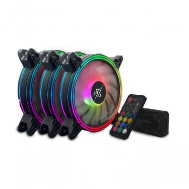 Imagem de Kit Cooler Rgb Brx 3 Fans 120 X 25mm C/ Controle E Controladora