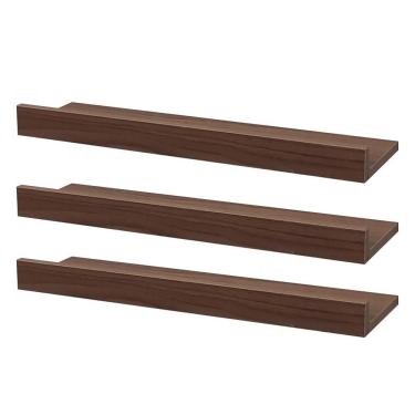 Imagem de Kit 3 Prateleiras Porta Quadros 30 x 10cm Nogal