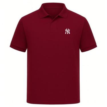 Imagem de Camisa Gola Polo Basica Piquet Camiseta Estampa NY Algodao Poliester C