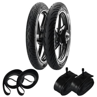 Imagem de Kit Pneu Biz 125 Pop 110i Win 110 80/100-14 + 60/100-17 Super City Pirelli + Câmaras + Cintas
