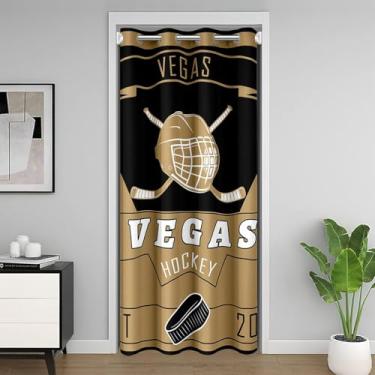 Imagem de Feelyou Cortina de porta de hóquei no gelo para porta privacidade Vegas capa de armário cortina divisória de quarto de equipe de hóquei no gelo 150 cm x 203 cm esportes de inverno quarto sala de estar