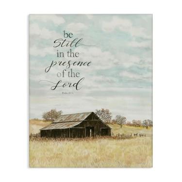Imagem de Stupell Industries Arte de parede em tela Be Still Countryside Barn, design de Cindy Jacobs, 76 x 61 cm