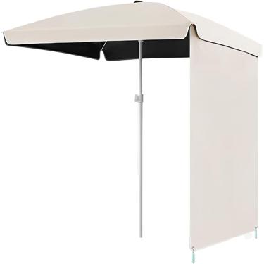 Imagem de Guarda-chuva Retangular De 5,3 X 5,3 Pés Para Pátio Externo, Guarda-chuva De Mercado Com Sombra Solar, Proteção Uv Para Guarda-sol De Jardim Para Deck, Gramado, Quintal E Piscina, White