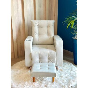 Imagem de Poltrona De Balanço Base Com Puff Gloria Bege Claro