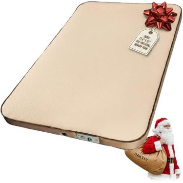 Imagem de Oaktiv WanderMate – Almofada de dormir autoinflável para acampamento – Colchão de acampamento inflável tamanho queen para carro, mochila e barraca – Espuma viscoelástica durável de 10 cm e suporte de