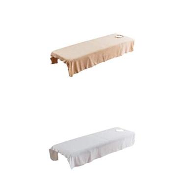 Imagem de barenx 2 peças de toalha de mesa de massagem de beleza de cristal macio camelho/branco