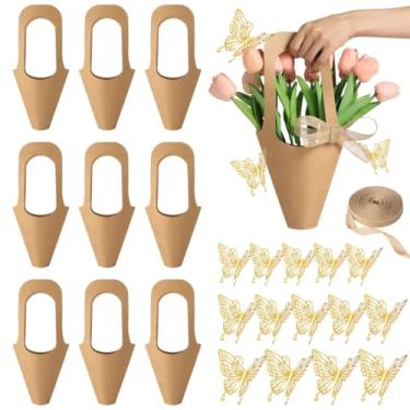 Imagem de Conjunto de 48 sacos de presente de flores, inclui adesivos de borboleta 3D, fita de serapilheira, perfeito para casamentos e festas