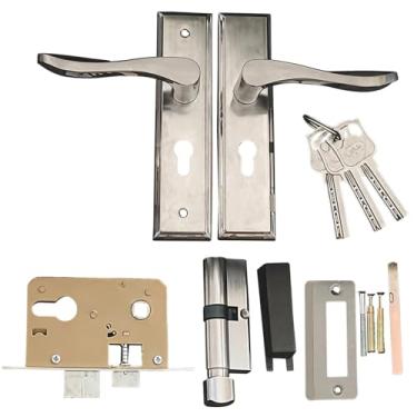 Imagem de Comprimento ajustável, trava de cilindro duplo de aço inoxidável, maçaneta de tempestade com fechadura, espaçamento de orifício de parafuso de 155 mm, aplicável para portas de madeira e tempestade, 3