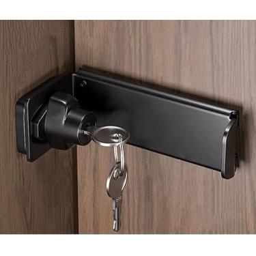 Imagem de 90 fechaduras de ângulo reto com trava de porta dobrável resistente, fechaduras deslizantes espessas e alongadas aprimoradas, fechaduras de ferrolho de porta de segurança, armário com senha, ferragens
