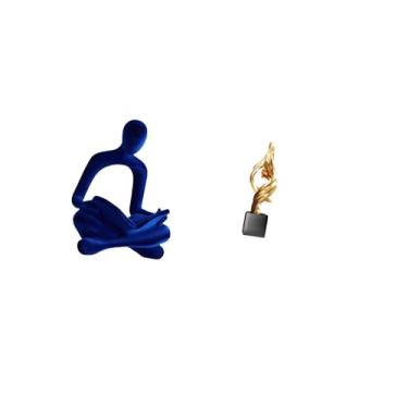 Imagem de Fenteer Estatueta Humana Abstrata Estátua Pensadora Escultura Arte Decorativa Ornamento para Escritório Bar Casamento Casa Mesa de Centro Coleção Versátil