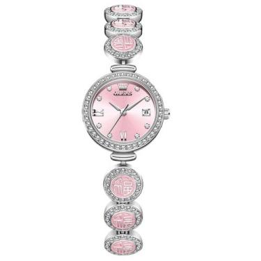 Imagem de Relógio feminino de quartzo à prova d'água data automática design eleg