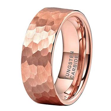 Imagem de TUTISS Anéis de tungstênio martelados de 6 mm, 8 mm, para homens e mulheres, modernos, alianças de casamento, corte de tubo, acabamento fosco, ajuste confortável, Metal não precioso, Sem pedra preciosa