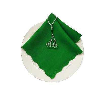 Imagem de Guardanapo de Tecido Natal Oxford Vermelho e Verde Acabamento a Laser 33x33 cm Mesa Posta (10,Verde)