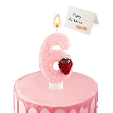 Imagem de Vela de aniversário rosa morango (número 6)