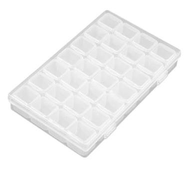 Imagem de Caixa de joias transparente de 28 grades – Recipiente de armazenamento de plástico versátil para contas, cristais de unhas, artesanato de arte e organização de sementes – Design de compartimento