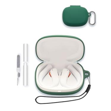 Imagem de Capa para fones de ouvido JBL Endurance Peak4 2025, capa protetora portátil de silicone macio WUNIAK resistente a arranhões com kit de limpeza, mosquetão e cordão para JBL Endurance Peak 4, verde