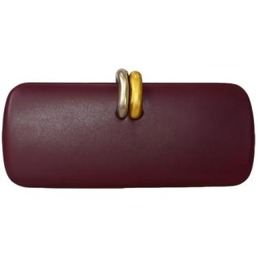 Imagem de louceko Bolsa clutch formal feminina de couro PU para casamento, Claret