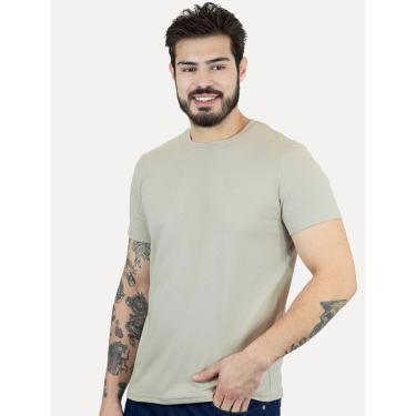 Imagem de Camiseta Ellus Masculina Cotton Slim Easa Mono Cáqui Claro-Masculino