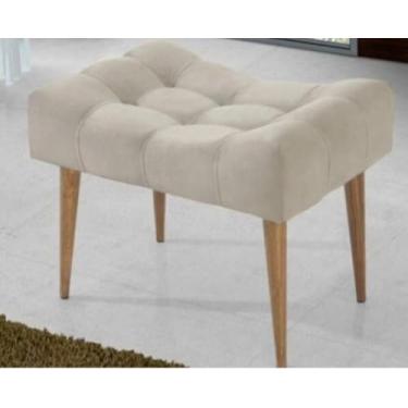 Imagem de Puff Requinte Bege Banqueta Pé Palito Estofado Suede para Sala e Quarto