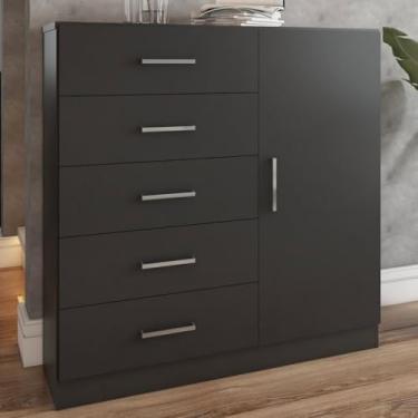 Imagem de Cômoda 5 Gavetas 1 Porta(Preto)