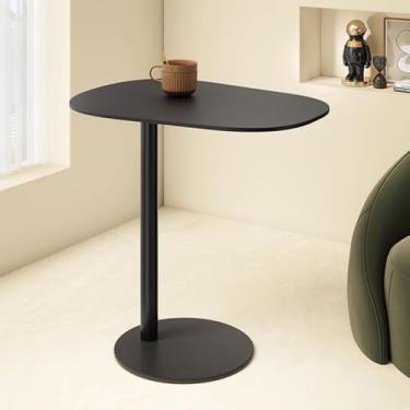 Imagem de Mesa lateral em forma de C, mesas de centro de estética minimalista, mesas laterais ovais multifuncionais de metal para sala de estar, quarto, sofá, varanda, sofá, pátio, jardim, interior e exterior