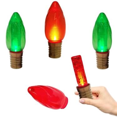 Imagem de Pirulitos em forma de lâmpada de Natal, sortidos vermelhos ou verdes, meias de Natal, pirulito de 14,6 cm (pacote com 6)