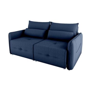 Imagem de Sofá Cama 2 Lugares Com Almofadas 205cm Celine Suede Azul Matrix Suede Azul
