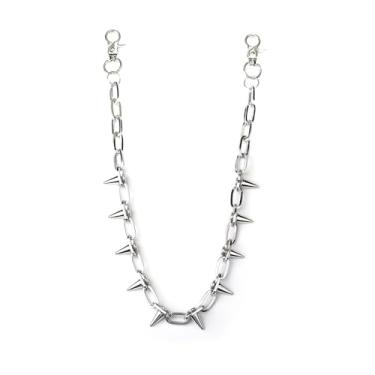 Imagem de SORGERLY Corrente carteira e corrente de calça para homens – Chaveiro punk hip hop bolso jeans motociclista rebite, bolsa gótica, acessórios de bolsa para mulheres, Medium, Metal