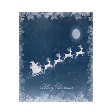 Imagem de Blueangle Cobertor voador de trenó do Papai Noel super macio e quente, 127 x 152 cm, leve para todas as estações, cobertor aconchegante para cama, sofá, sofá, fácil de cuidar (415)
