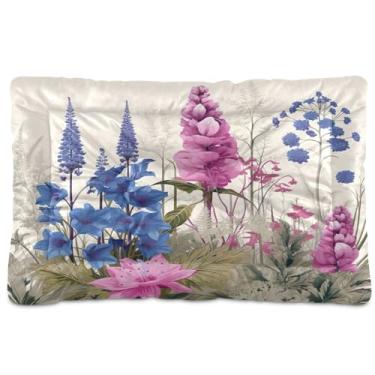 Imagem de SEHANY Cama de jardim para cães com flores vibrantes, cama de gato com fundo antiderrapante, cama de canil, colchão macio para animais de estimação, lavável para cães pequenos, médios e grandes, gatos