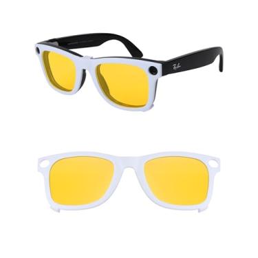 Imagem de HILEEN Clipe não polarizado para Ray-Ban Meta Wayfarer RW4008 e Gen 2 RW4012 Grande 53-22 para homens e mulheres Proteção UV - HD Amarelo