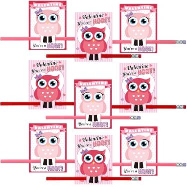 Imagem de Saypacck 36 Pcs Valentine's Day Cards with Pencils Valentine Cards with Pencil Inserted Mazes Funny for Party Gift (Pink,Red,You're A Hoot)