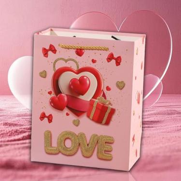 Imagem de Tema de Dia dos Namorados em forma de coração saco de presente amor doces biscoitos festival festa presente embalagem alças saco suprimentos casamento (estilo 3)