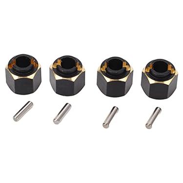 Imagem de CUOFYUNL 4 PCS Adaptador de cubo hexagonal RC Adaptador de conversão de latão para mini carro de escalada 1/18 cor preta dourada