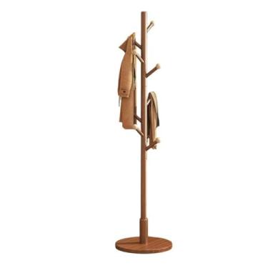 Imagem de Hhsdyl Cabideiro Madeira Robusto com 8 Ganchos, Cabide Independente para Roupas, Suporte Chapéus Quarto, Escritório, Hall Entrada,Walnut,B
